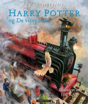 Omslag: "Harry Potter og de vises stein" av J.K. Rowling